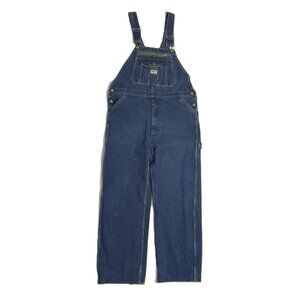 Liberty Overalls Men's 38X32 Blue Denim Bib Jeans Carpenter Zip Front Pocket